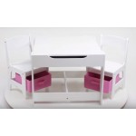 Masuta Pastel White 3 in 1 cu tabla de scris si spatii de stocare - MDF Liberty House